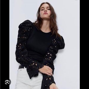 Blouse with embroidered sleeves NWT